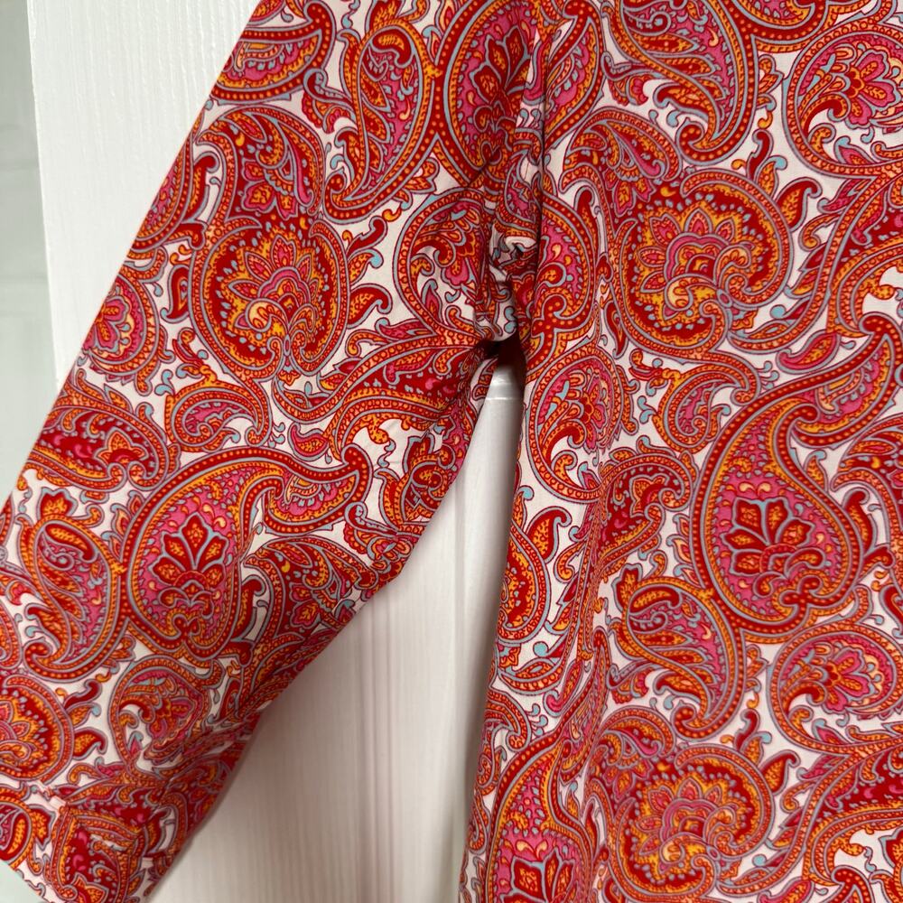 Lands' End Women's No-Iron Supima Cotton Paisley Button Front Top Size 10 - Picture 6 of 13